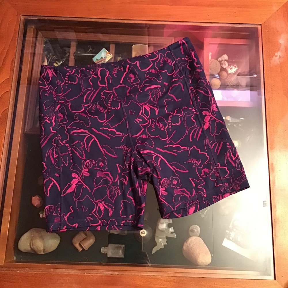Avia Bike Shorts Plus Size XXL Navy Pink Floral